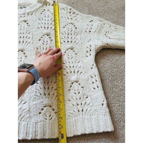 Aerie Cream Pointelle Chunky Knit Sweater Women’s Size S - Picture 8 of 11